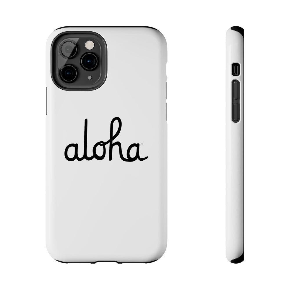 Classic Aloha Script Tough Phone Cases - White