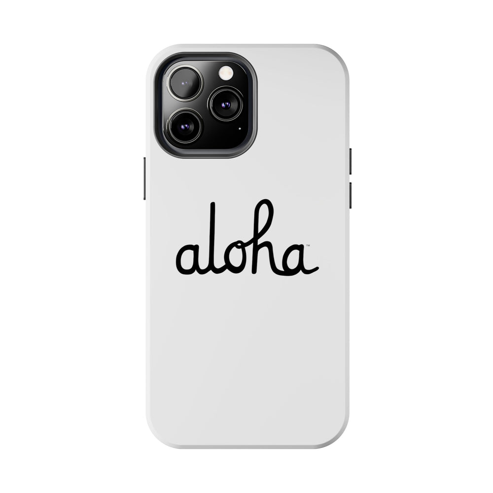 Classic Aloha Script Tough Phone Cases - White