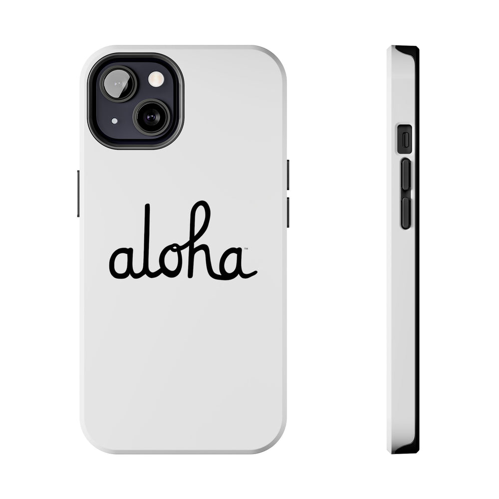 Classic Aloha Script Tough Phone Cases - White