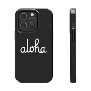 Classic Aloha Script Tough Phone Cases - Black