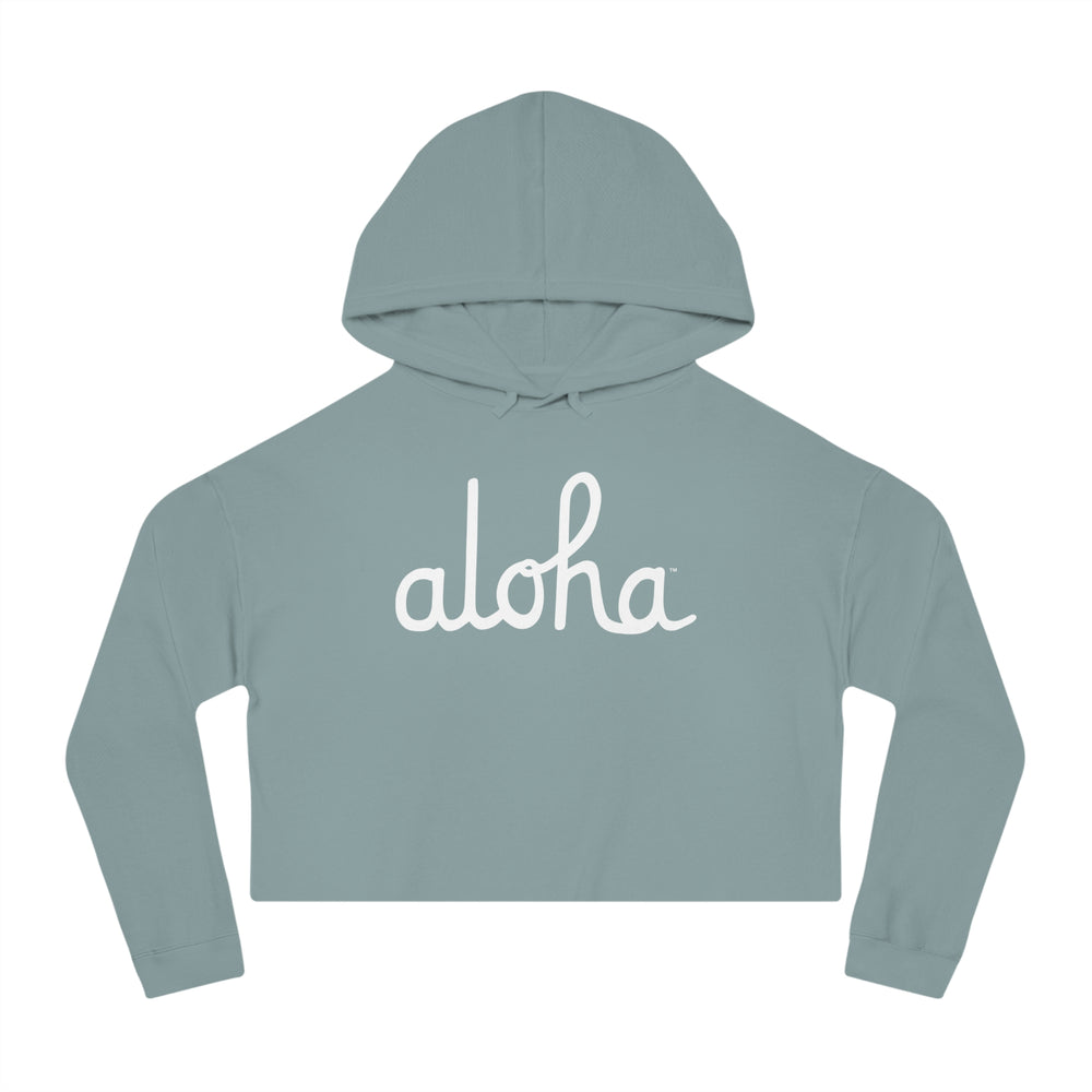 Classic Aloha Script Women’s Cropped Hooded Sweatshirt