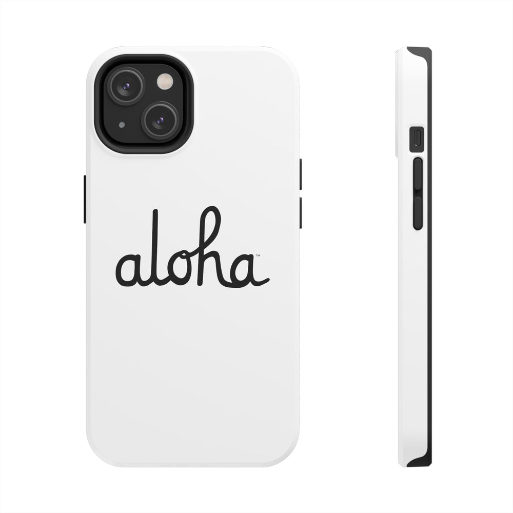 Classic Aloha Script Tough Phone Cases - White