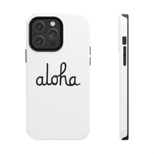 Classic Aloha Script Tough Phone Cases - White