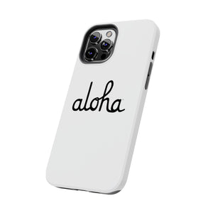 Classic Aloha Script Tough Phone Cases - White