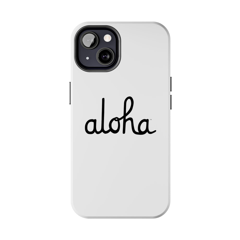 Classic Aloha Script Tough Phone Cases - White