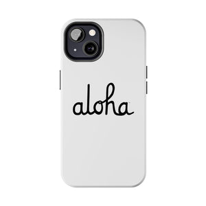 Classic Aloha Script Tough Phone Cases - White