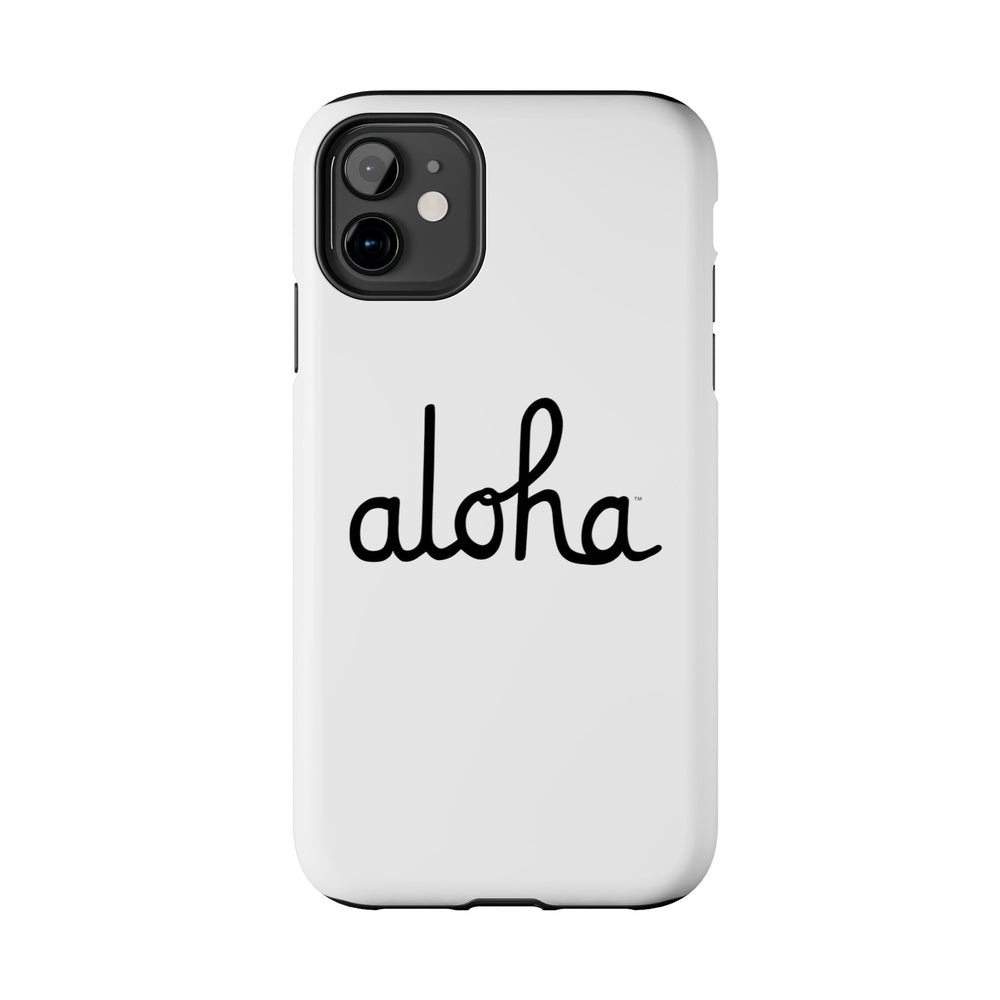 Classic Aloha Script Tough Phone Cases - White