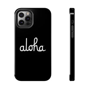 Classic Aloha Script Tough Phone Cases - Black