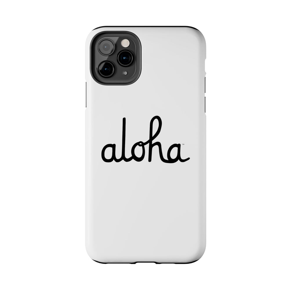 Classic Aloha Script Tough Phone Cases - White