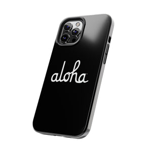 Classic Aloha Script Tough Phone Cases - Black