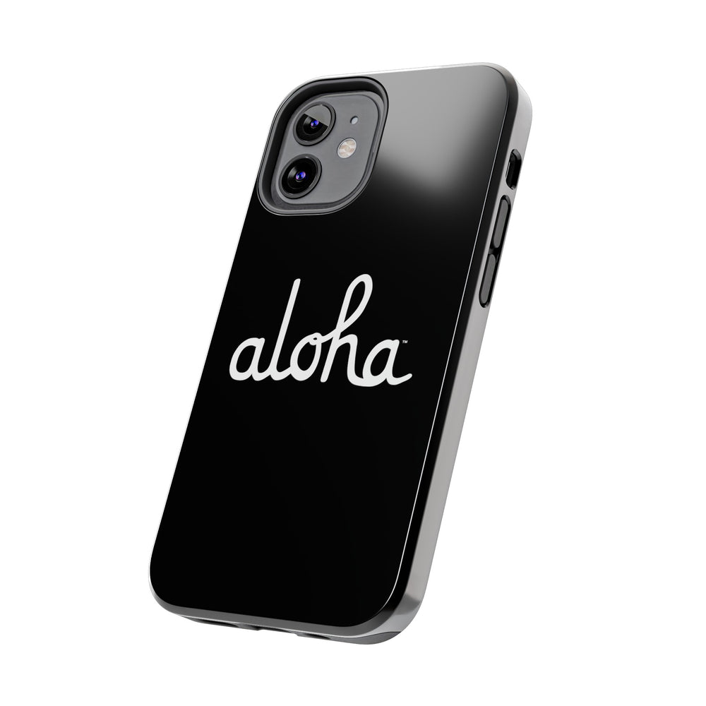 Classic Aloha Script Tough Phone Cases - Black