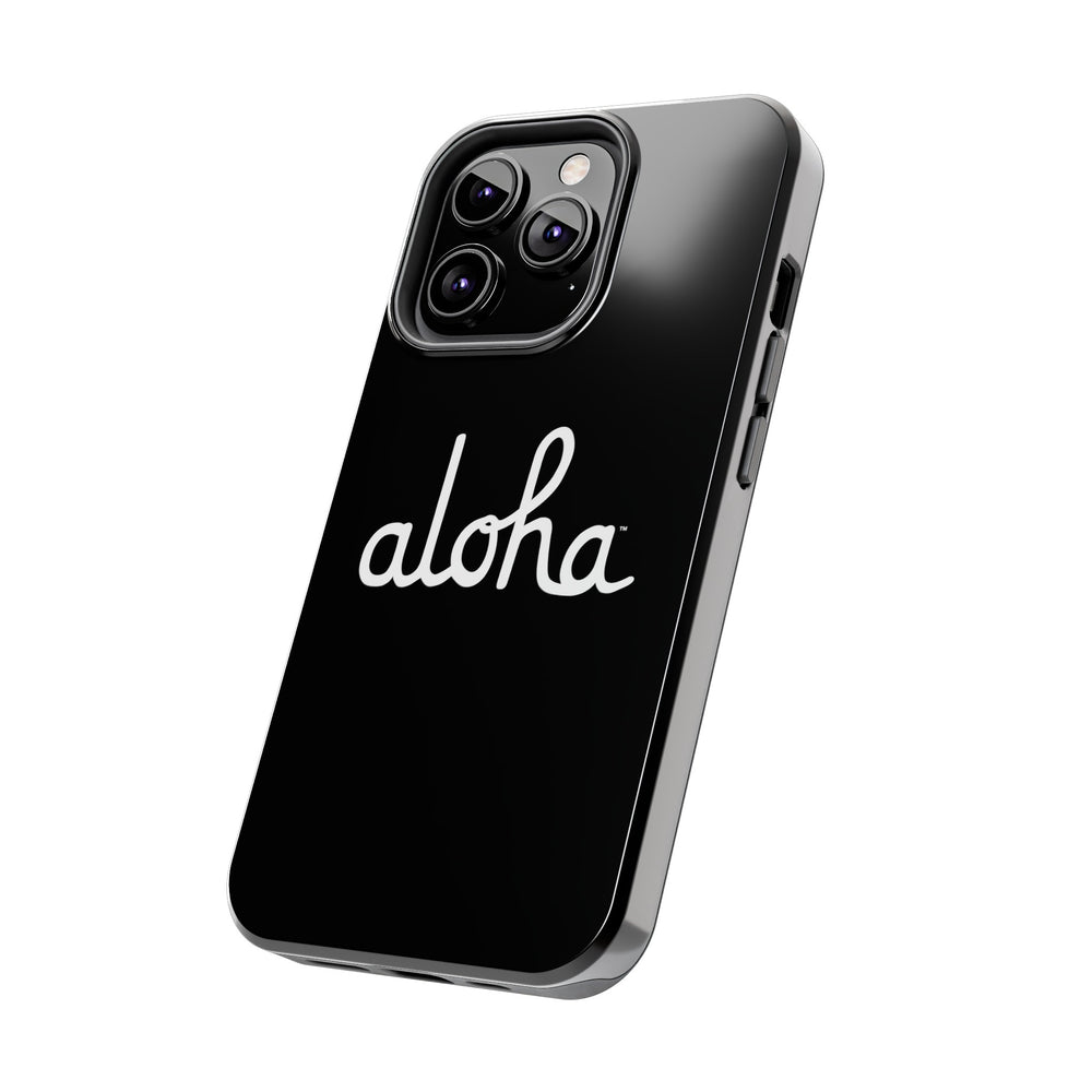 Classic Aloha Script Tough Phone Cases - Black