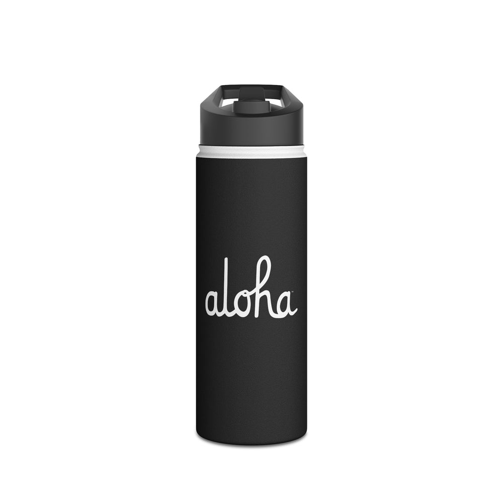 Aloha Script Stainless Steel Water Bottle, Standard Lid