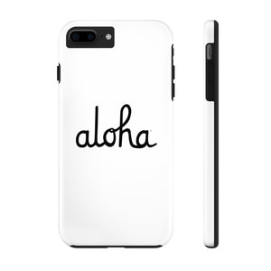 Classic Aloha Script Tough Phone Cases - White