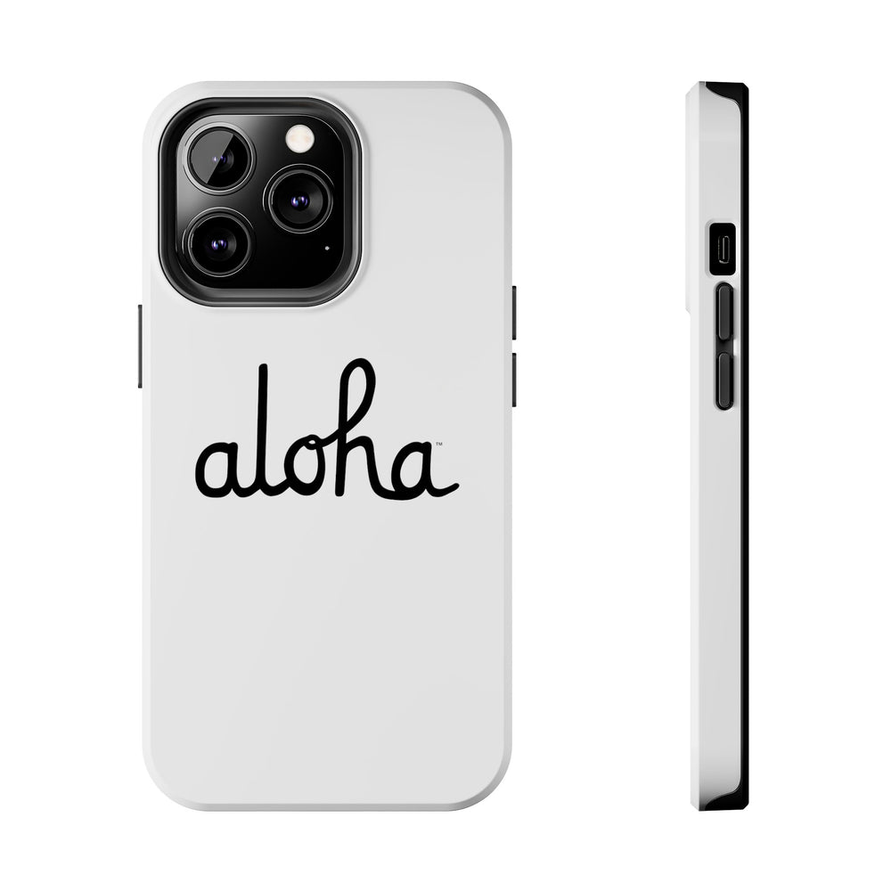 Classic Aloha Script Tough Phone Cases - White