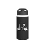 Aloha Script Stainless Steel Water Bottle, Standard Lid