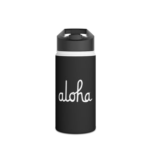 Aloha Script Stainless Steel Water Bottle, Standard Lid