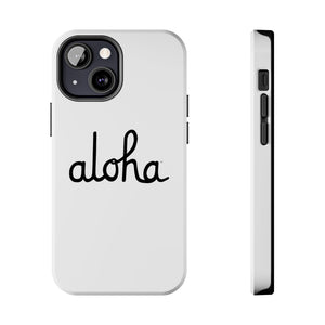 Classic Aloha Script Tough Phone Cases - White