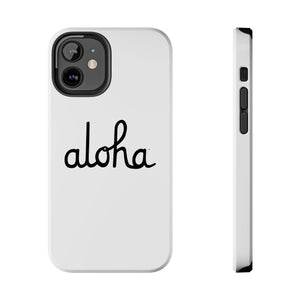 Classic Aloha Script Tough Phone Cases - White