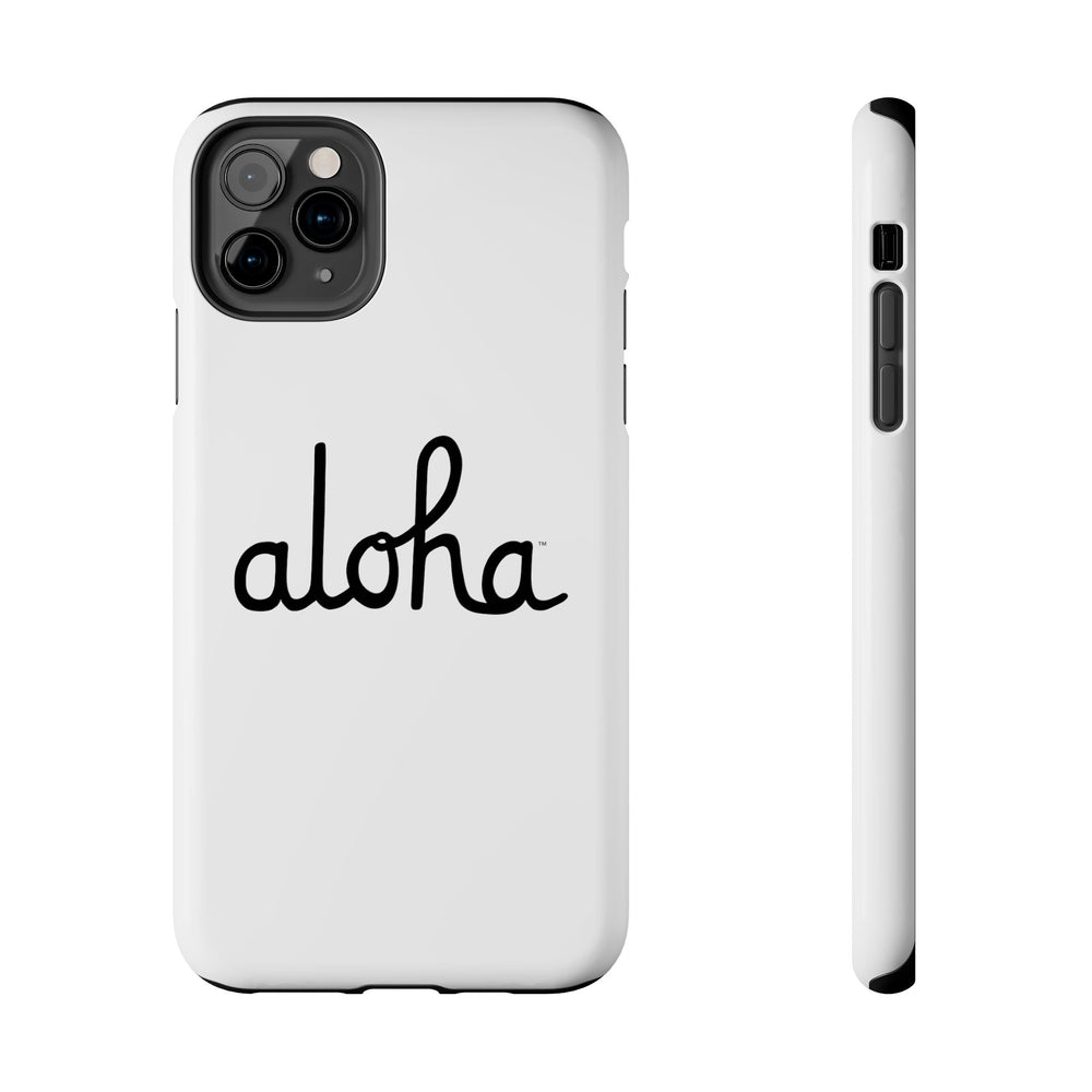 Classic Aloha Script Tough Phone Cases - White