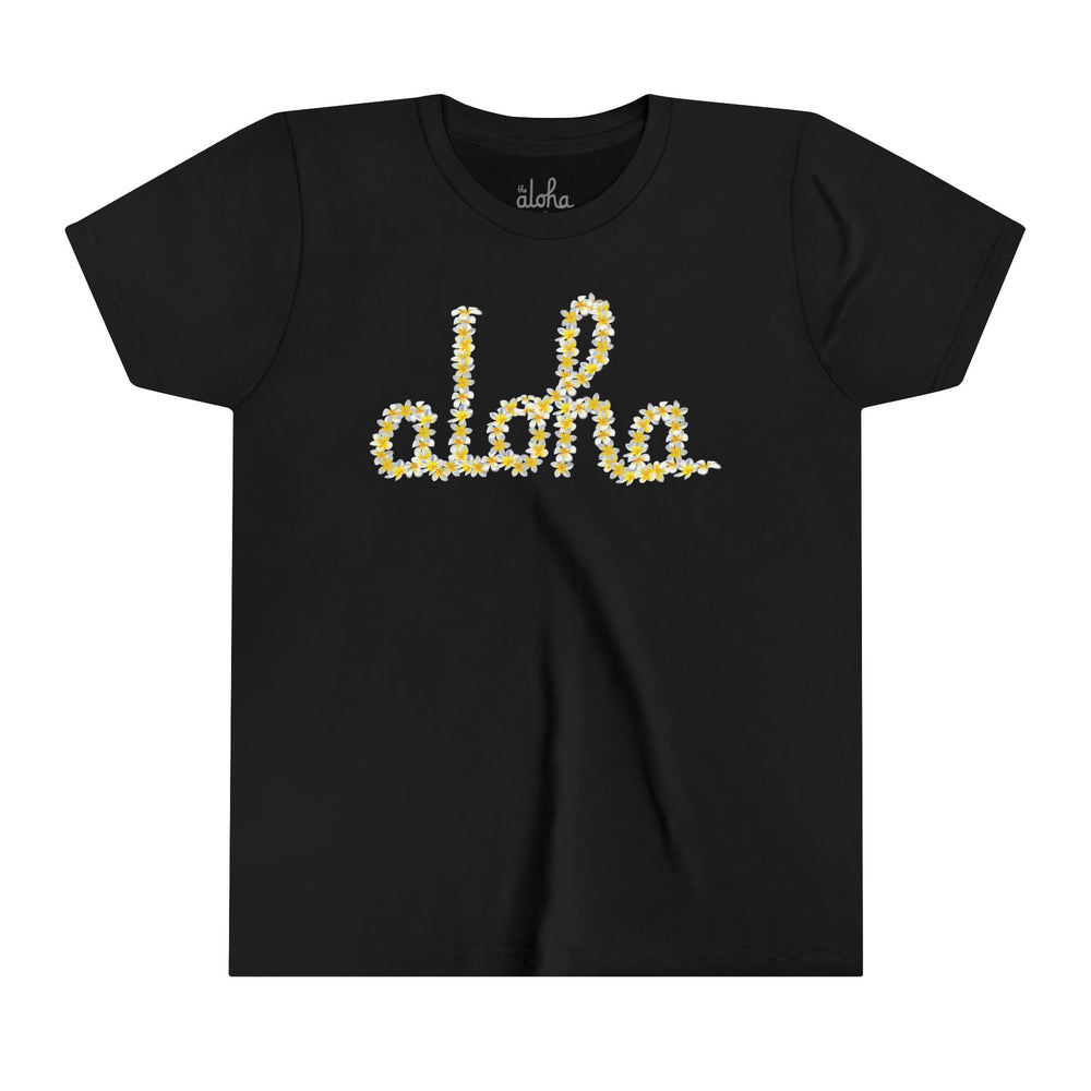 Aloha Script Plumeria Youth Short Sleeve Tee