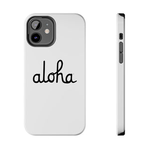 Classic Aloha Script Tough Phone Cases - White