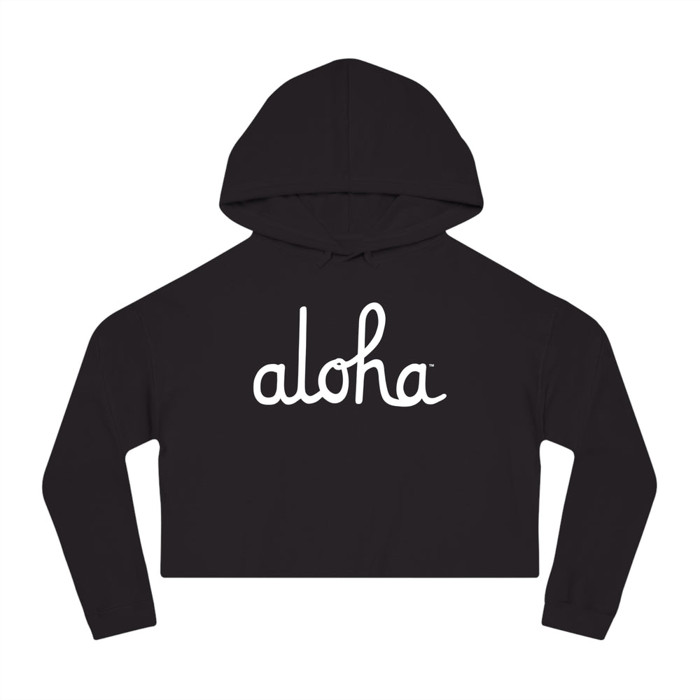 Classic Aloha Script Women’s Cropped Hooded Sweatshirt