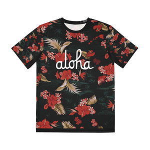 Classic Aloha Script Boba Men's Polyester Tee (AOP)