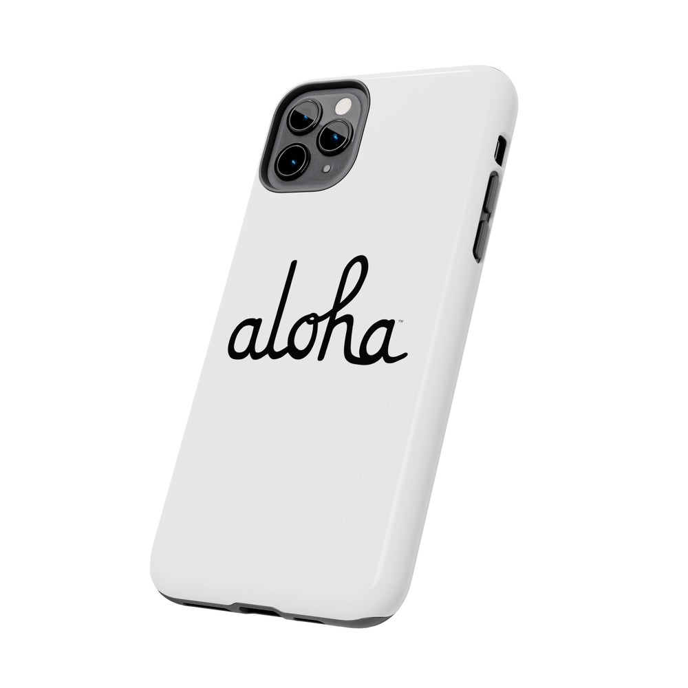 Classic Aloha Script Tough Phone Cases - White