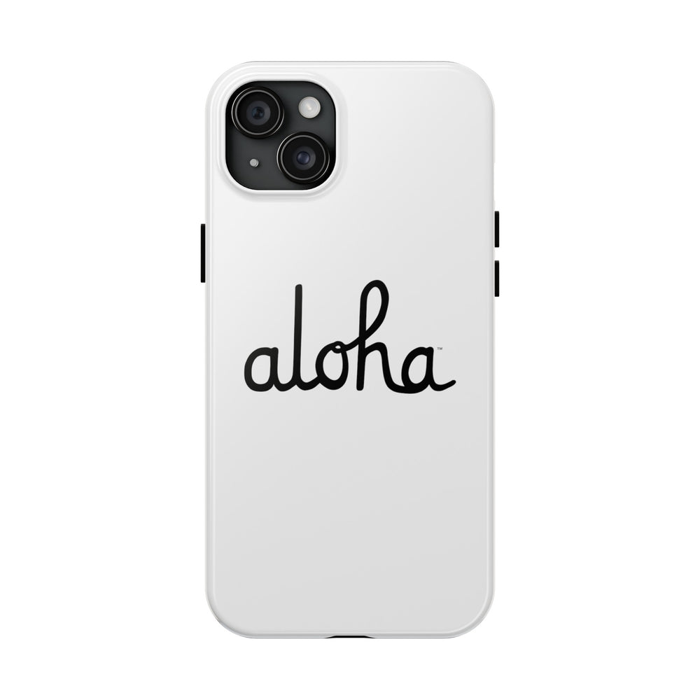 Classic Aloha Script Tough Phone Cases - White