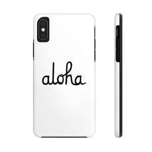 Classic Aloha Script Tough Phone Cases - White