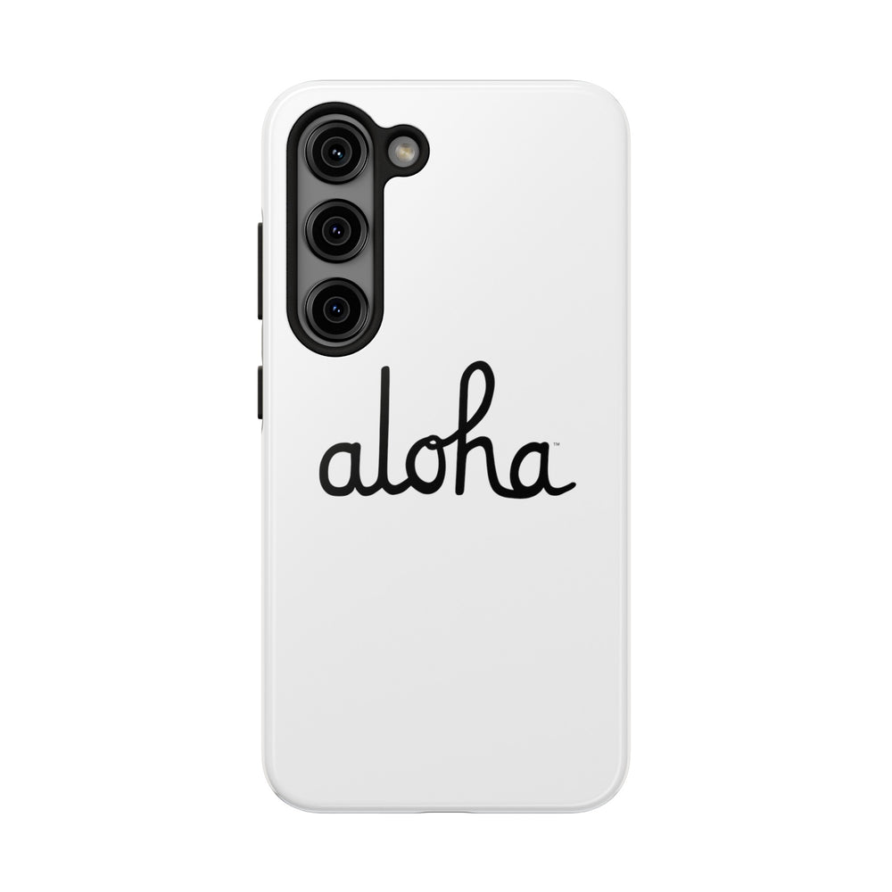 Classic Aloha Script Tough Phone Cases - White