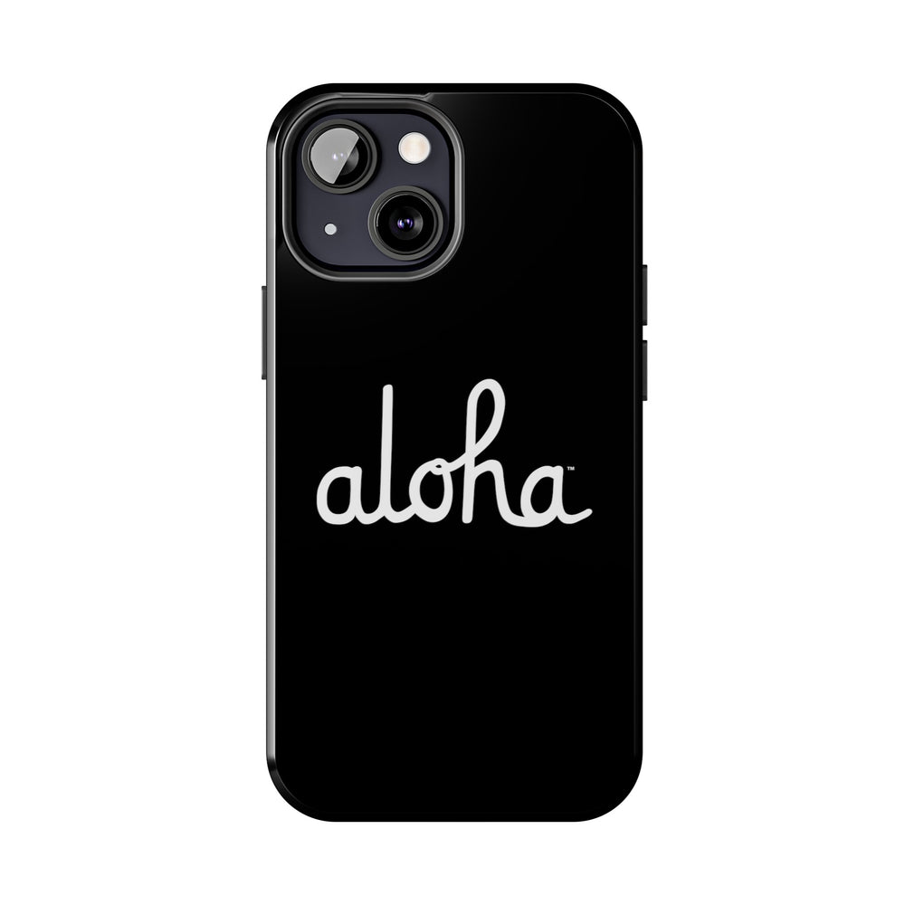 Classic Aloha Script Tough Phone Cases - Black