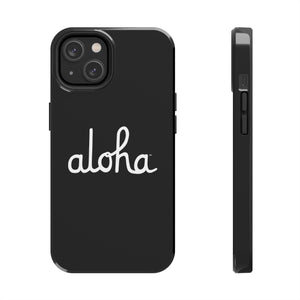 Classic Aloha Script Tough Phone Cases - Black