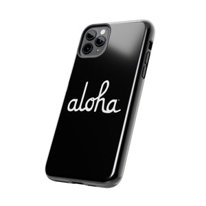 Classic Aloha Script Tough Phone Cases - Black