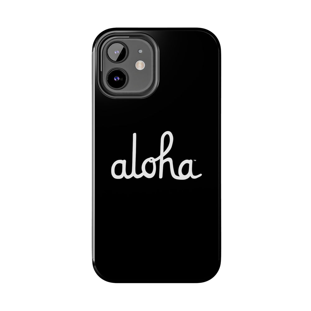 Classic Aloha Script Tough Phone Cases - Black