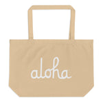 Classic Aloha Script Large Organic Tote Bag