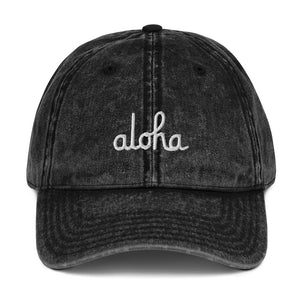 Classic Aloha Script Vintage Cotton Twill Cap
