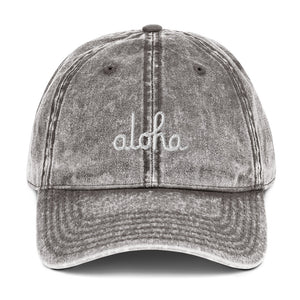 Classic Aloha Script Vintage Cotton Twill Cap